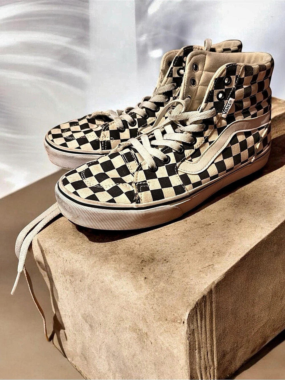 Vans Sk8-Hi Checkerboard High-Top Sneakers Black & White